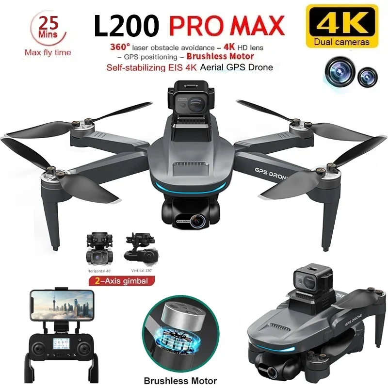 Drone Camera Lens - L200 PRO MAX Drone 4K 2-Axis