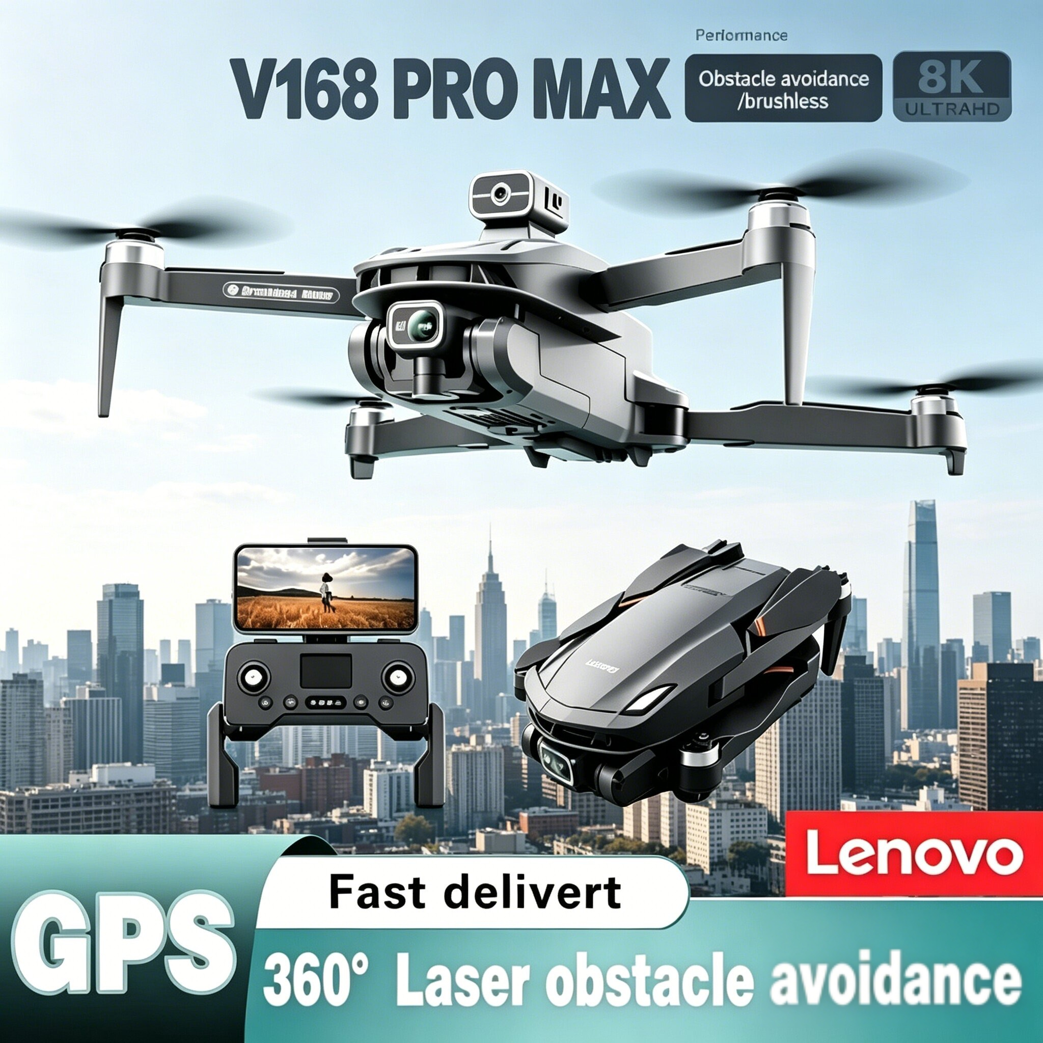 Lenovo V168 Drone 4K Professin - Drone Camera Wide Angle 리뷰 및 가격